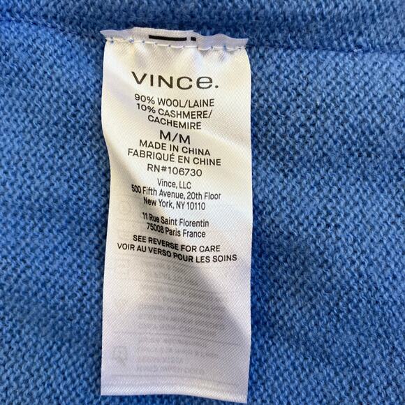 Vince Sz M Wool & Cashmere Blend Trimless Sweater in Hydrangea Blue Minimalist - Picture 16 of 16